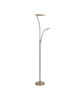 Chesterfield 2 Light Floor Lamp Switched 18+6W LED 3000K 2300lm Antique Brass -1