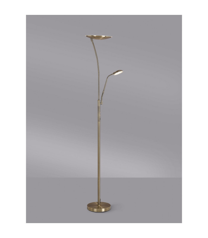 Chesterfield 2 Light Floor Lamp Switched 18+6W LED 3000K 2300lm Antique Brass -3