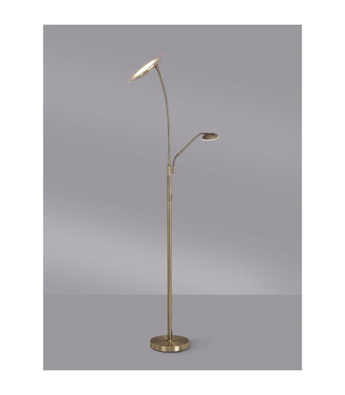 Chesterfield 2 Light Floor Lamp Switched 18+6W LED 3000K 2300lm Antique Brass -12
