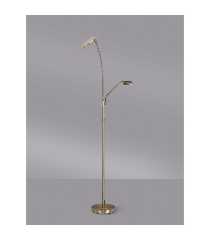 Chesterfield 2 Light Floor Lamp Switched 18+6W LED 3000K 2300lm Antique Brass -13