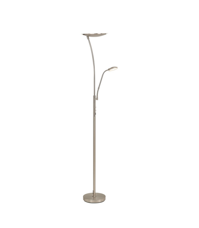 Chesterfield 2 Light Floor Lamp Switched 18+6W LED 3000K 2300lm Satin Nickel -1