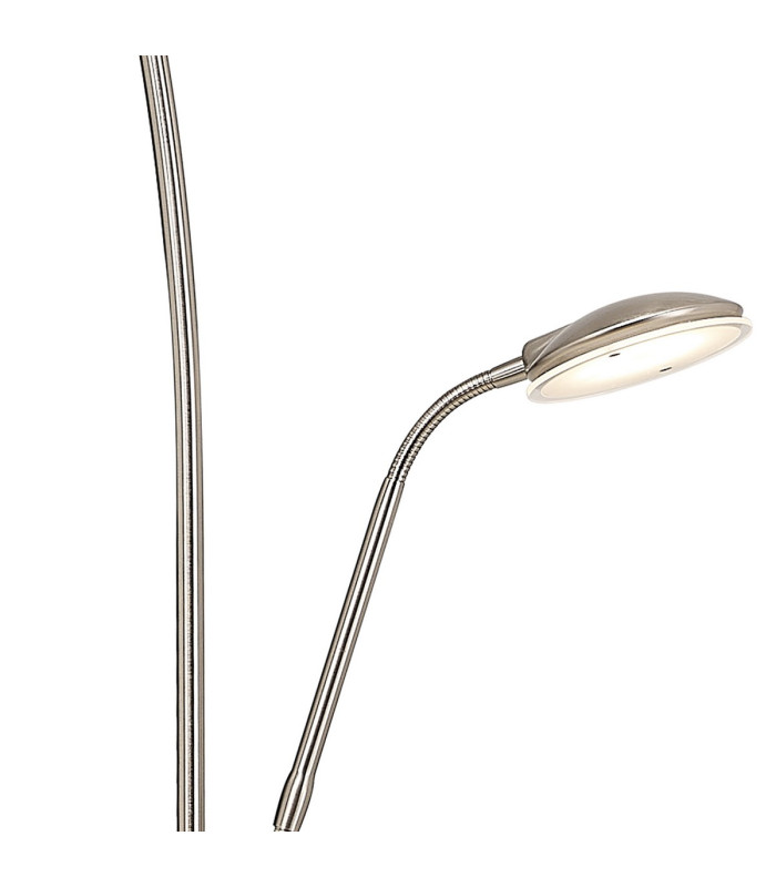 Chesterfield 2 Light Floor Lamp Switched 18+6W LED 3000K 2300lm Satin Nickel -9