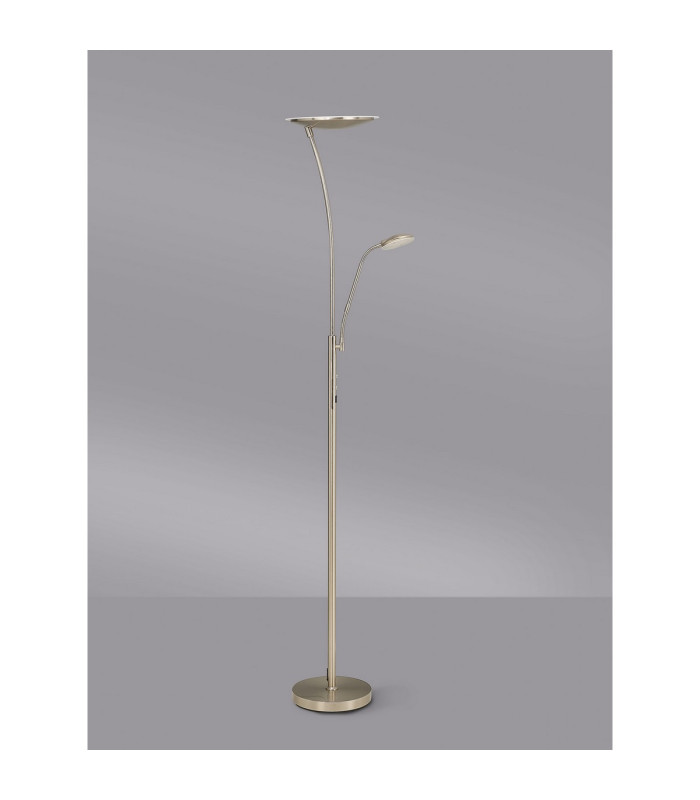 Chesterfield 2 Light Floor Lamp Switched 18+6W LED 3000K 2300lm Satin Nickel -11
