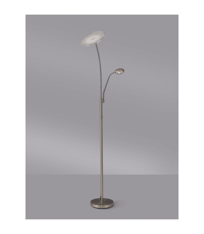 Chesterfield 2 Light Floor Lamp Switched 18+6W LED 3000K 2300lm Satin Nickel -13
