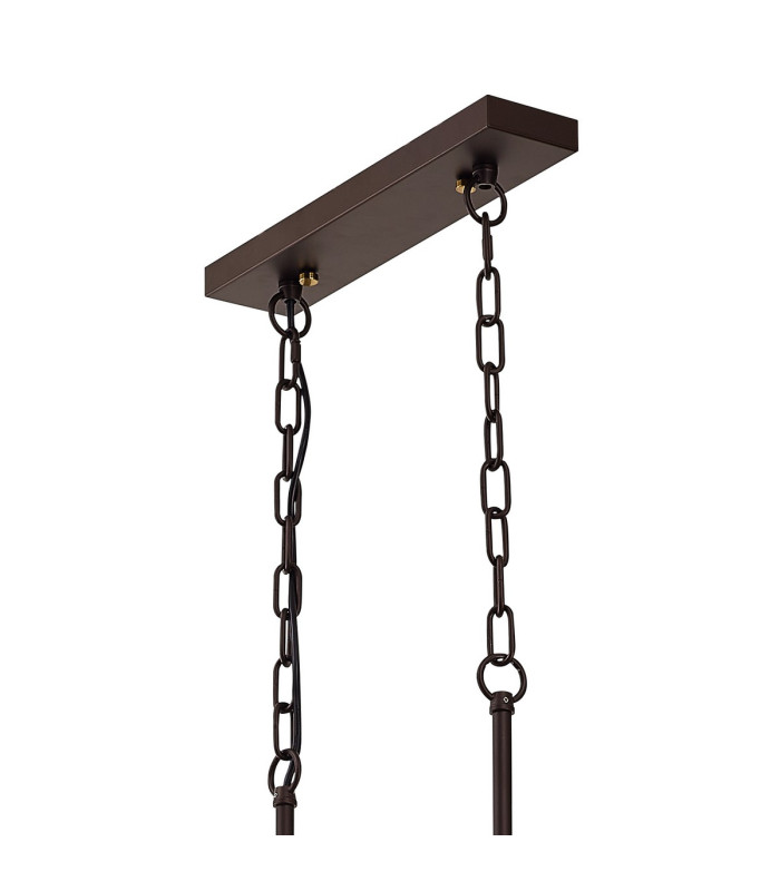 Preston Linear Pendant/Semi Flush 5 Light E27 Brown Oxide/Gold Bronze Clear Glass Shades-9