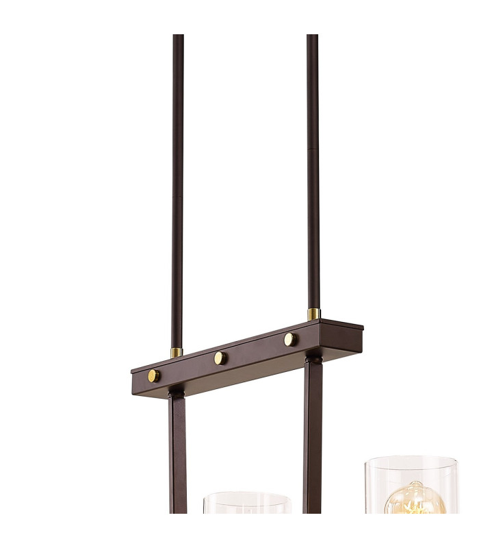 Preston Linear Pendant/Semi Flush 5 Light E27 Brown Oxide/Gold Bronze Clear Glass Shades-10