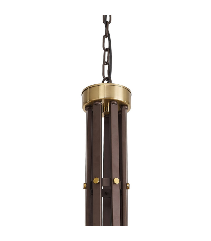 Preston 89cm Round Pendant 7 Light E27 Brown Oxide/Gold Bronze Clear Glass Shades-7