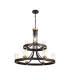Preston 90cm 2 Tier Round Pendant 3+6 Light E27 Brown Oxide/Gold Bronze Clear Glass Shades-1