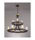 Preston 90cm 2 Tier Round Pendant 3+6 Light E27 Brown Oxide/Gold Bronze Clear Glass Shades-3