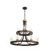 Preston 90cm 2 Tier Round Pendant 3+6 Light E27 Brown Oxide/Gold Bronze Clear Glass Shades-6