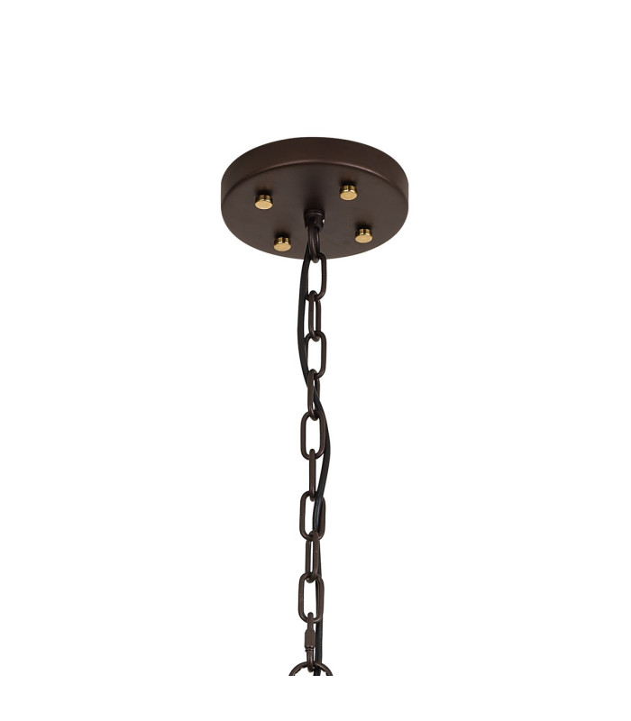 Preston 90cm 2 Tier Round Pendant 3+6 Light E27 Brown Oxide/Gold Bronze Clear Glass Shades-9