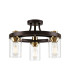 Preston 45cm Round Semi Flush Ceiling 3 Light E27 Brown Oxide/Gold Bronze Clear Glass Shades-1