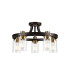 Preston 55cm Round Semi Flush Ceiling 5 Light E27 Brown Oxide/Gold Bronze Clear Glass Shades-1