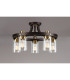 Preston 55cm Round Semi Flush Ceiling 5 Light E27 Brown Oxide/Gold Bronze Clear Glass Shades-3