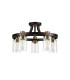 Preston 55cm Round Semi Flush Ceiling 5 Light E27 Brown Oxide/Gold Bronze Clear Glass Shades-4