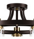 Preston 55cm Round Semi Flush Ceiling 5 Light E27 Brown Oxide/Gold Bronze Clear Glass Shades-5