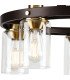 Preston 55cm Round Semi Flush Ceiling 5 Light E27 Brown Oxide/Gold Bronze Clear Glass Shades-6