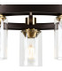 Preston 55cm Round Semi Flush Ceiling 5 Light E27 Brown Oxide/Gold Bronze Clear Glass Shades-7