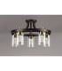 Preston 55cm Round Semi Flush Ceiling 5 Light E27 Brown Oxide/Gold Bronze Clear Glass Shades-8