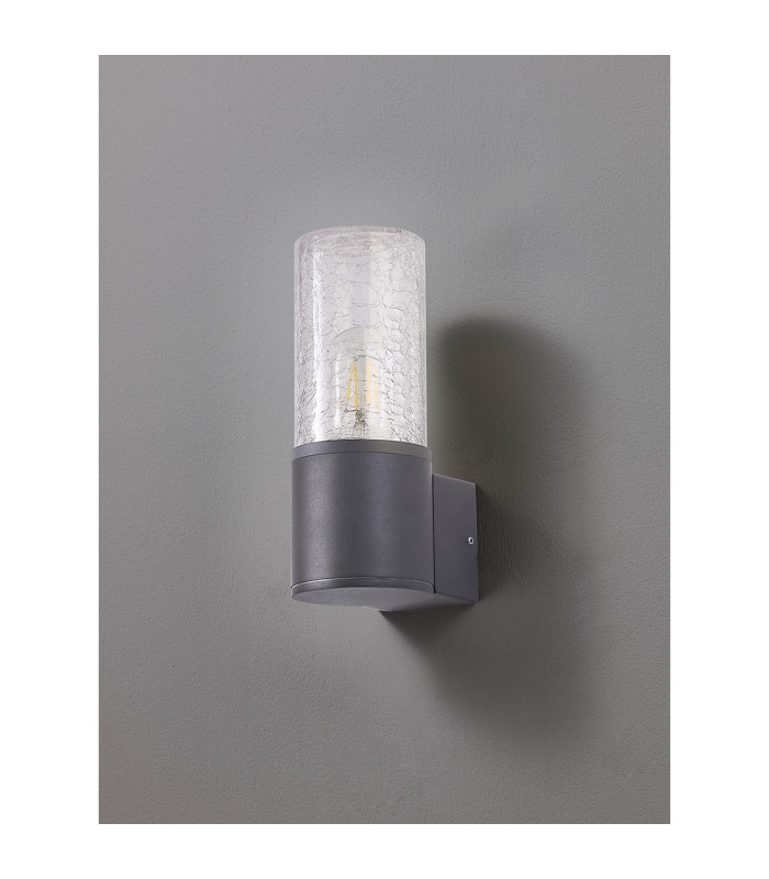Kirkwood Wall Lamp 1 x E27 IP54 Anthracite/Crackled Clear -8