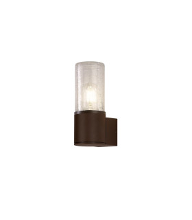 Kirkwood Wall Lamp 1 x E27 IP54 Matt Brown/Crackled Clear -1