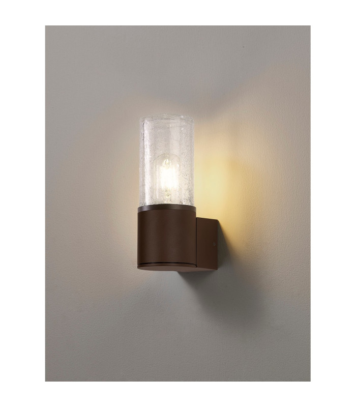 Kirkwood Wall Lamp 1 x E27 IP54 Matt Brown/Crackled Clear -3