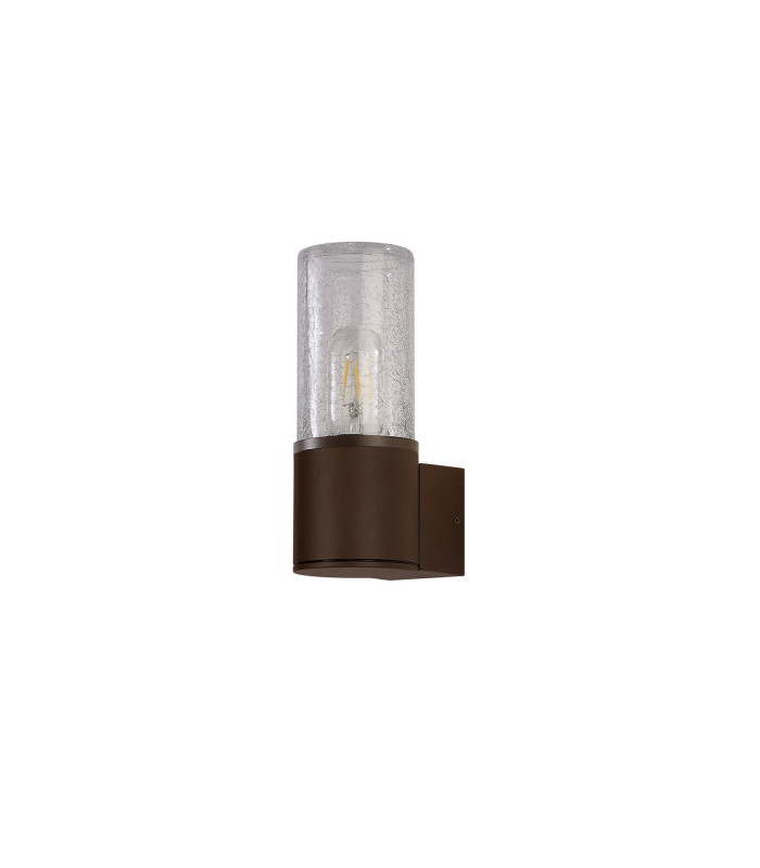Kirkwood Wall Lamp 1 x E27 IP54 Matt Brown/Crackled Clear -4