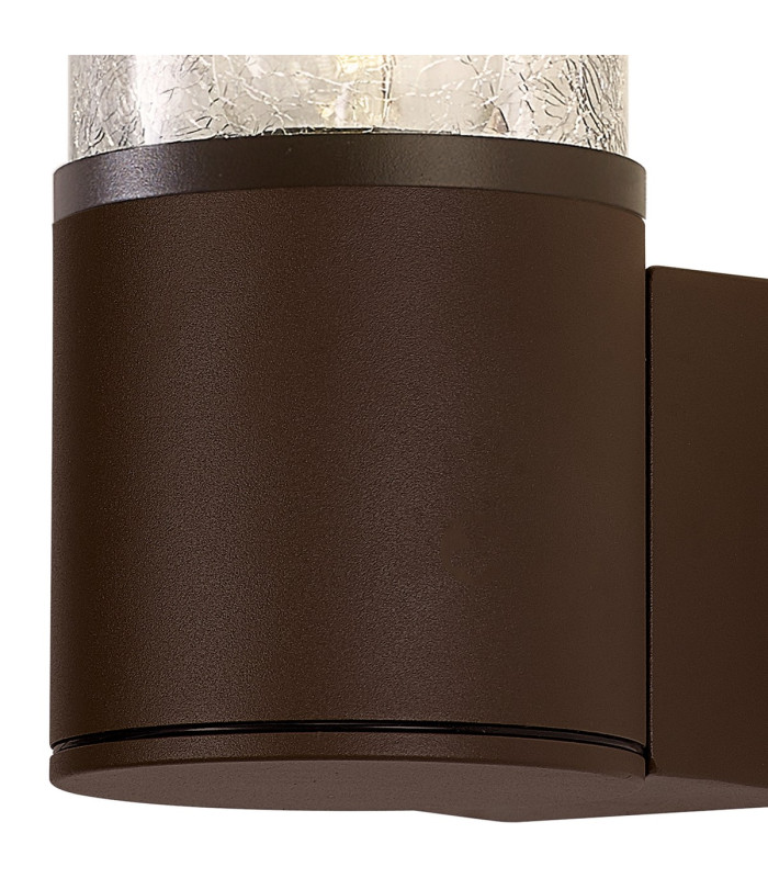 Kirkwood Wall Lamp 1 x E27 IP54 Matt Brown/Crackled Clear -6