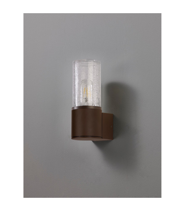 Kirkwood Wall Lamp 1 x E27 IP54 Matt Brown/Crackled Clear -8