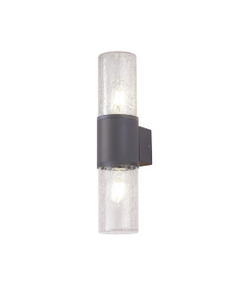 Kirkwood Wall Lamp 2 x E27 IP54 Anthracite/Crackled Clear -1