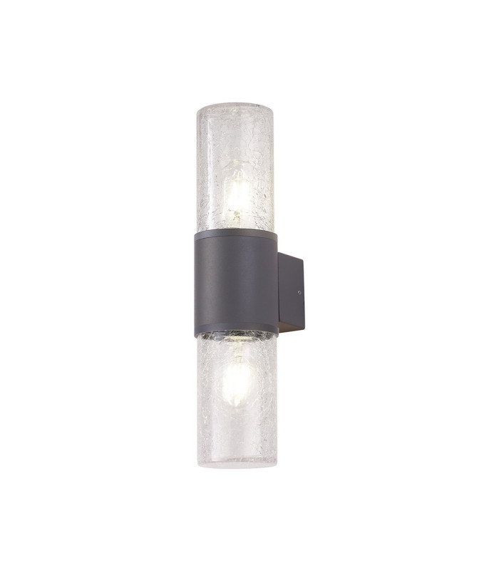 Kirkwood Wall Lamp 2 x E27 IP54 Anthracite/Crackled Clear -1