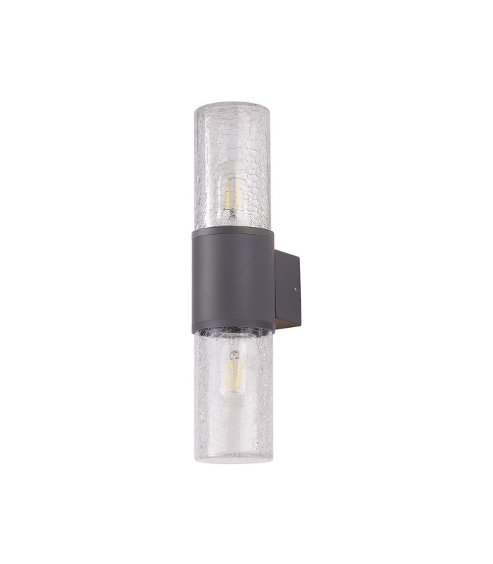 Kirkwood Wall Lamp 2 x E27 IP54 Anthracite/Crackled Clear -4