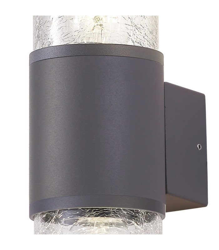 Kirkwood Wall Lamp 2 x E27 IP54 Anthracite/Crackled Clear -5