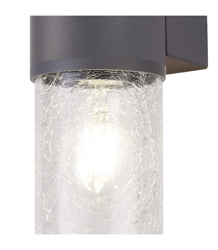 Kirkwood Wall Lamp 2 x E27 IP54 Anthracite/Crackled Clear -7