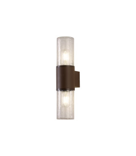 Kirkwood Wall Lamp 2 x E27 IP54 Matt Brown/Crackled Clear -1
