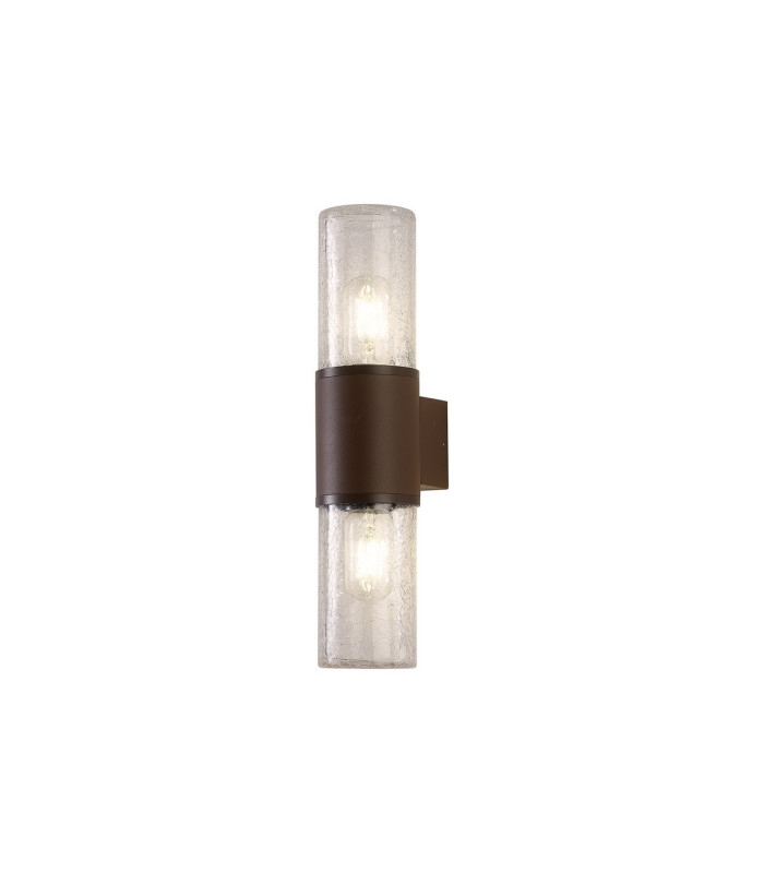 Kirkwood Wall Lamp 2 x E27 IP54 Matt Brown/Crackled Clear -1