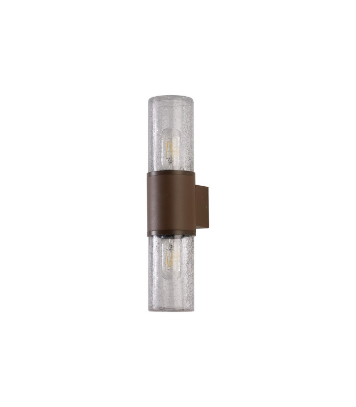 Kirkwood Wall Lamp 2 x E27 IP54 Matt Brown/Crackled Clear -4