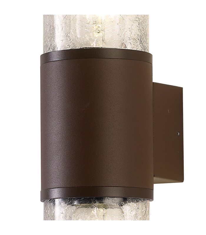 Kirkwood Wall Lamp 2 x E27 IP54 Matt Brown/Crackled Clear -5