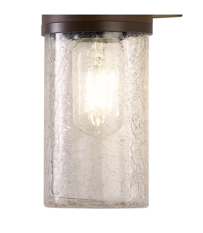 Kirkwood Wall Lamp 2 x E27 IP54 Matt Brown/Crackled Clear -7