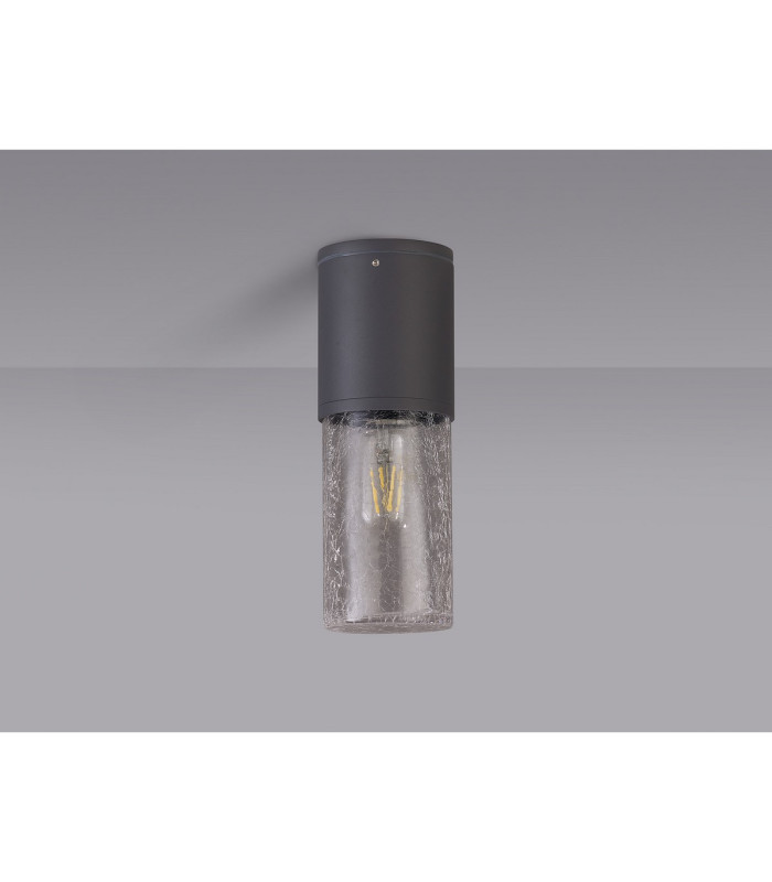 Kirkwood 9cm 22cm Ceiling/Post Lamp 1 x E27 IP54 Anthracite/Crackled Clear -7
