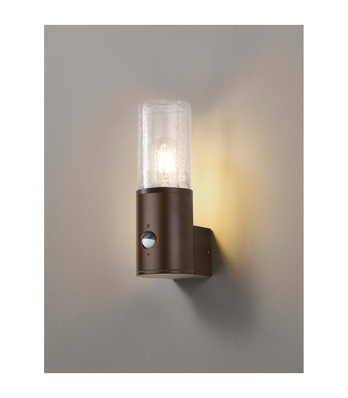 Kirkwood Wall Lamp PIR Sensor 1 x E27 IP54 Matt Brown/Crackled Clear -3