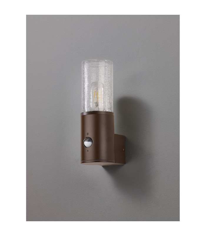 Kirkwood Wall Lamp PIR Sensor 1 x E27 IP54 Matt Brown/Crackled Clear -8