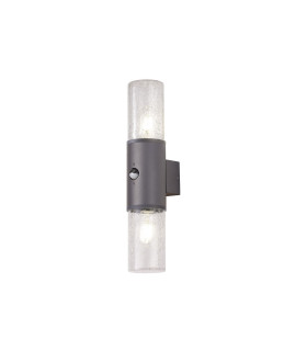 Kirkwood Wall Lamp PIR Sensor 2 x E27 IP54 Anthracite/Crackled Clear -1