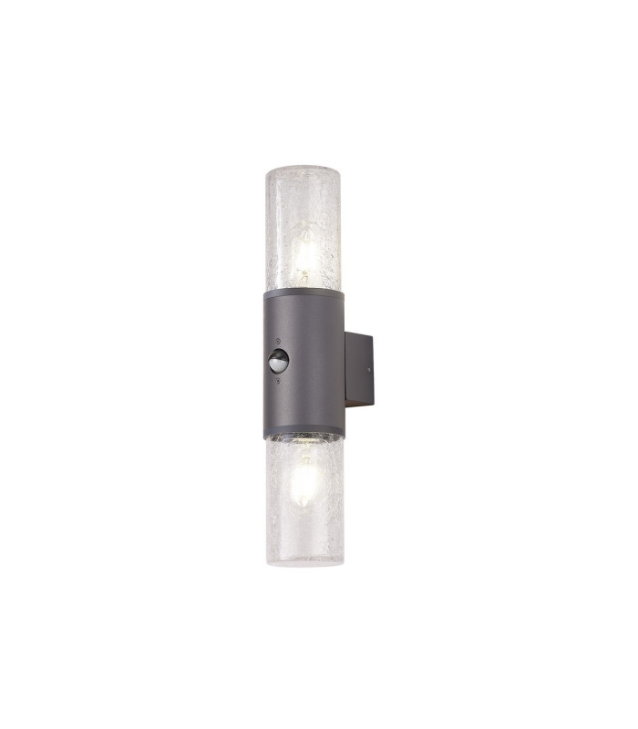 Kirkwood Wall Lamp PIR Sensor 2 x E27 IP54 Anthracite/Crackled Clear -1