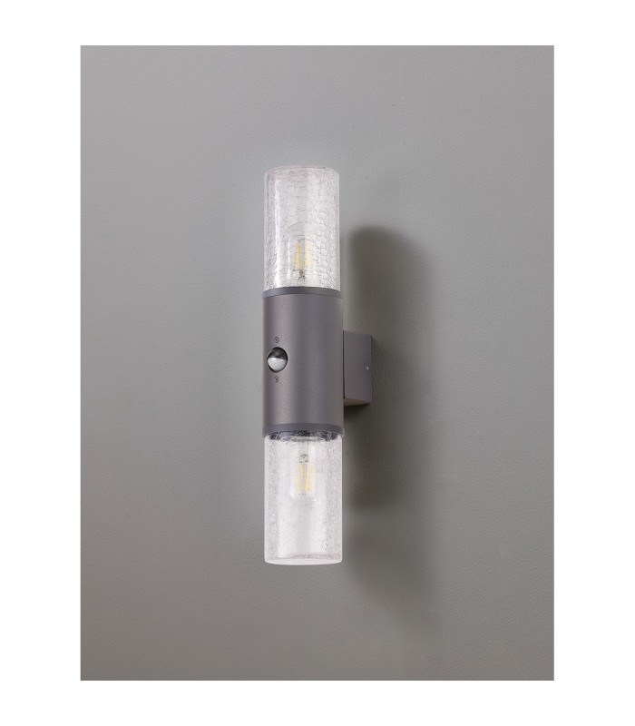 Kirkwood Wall Lamp PIR Sensor 2 x E27 IP54 Anthracite/Crackled Clear -8