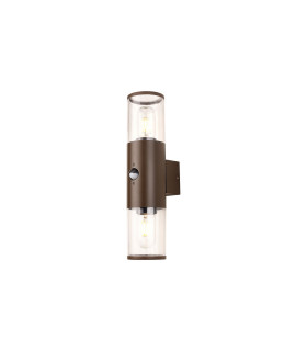 Kirkwood Wall Lamp PIR Sensor 2 x E27 IP54 Matt Brown/Clear -1