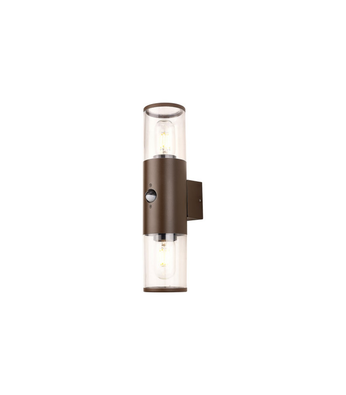 Kirkwood Wall Lamp PIR Sensor 2 x E27 IP54 Matt Brown/Clear -1