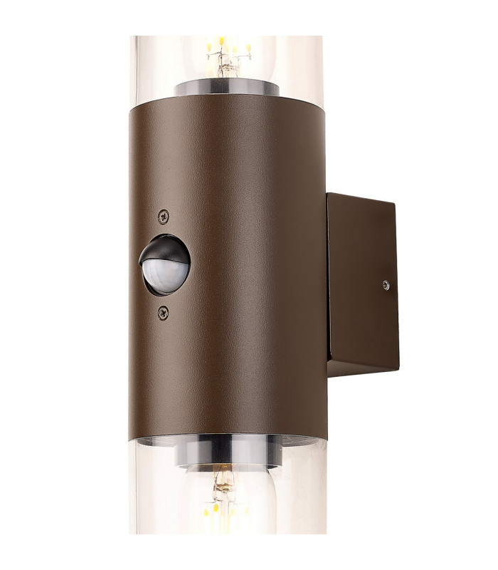 Kirkwood Wall Lamp PIR Sensor 2 x E27 IP54 Matt Brown/Clear -5