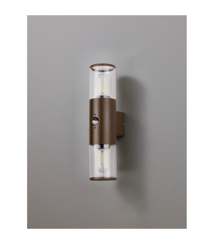Kirkwood Wall Lamp PIR Sensor 2 x E27 IP54 Matt Brown/Clear -7