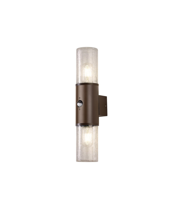 Kirkwood Wall Lamp PIR Sensor 2 x E27 IP54 Matt Brown/Crackled Clear -1